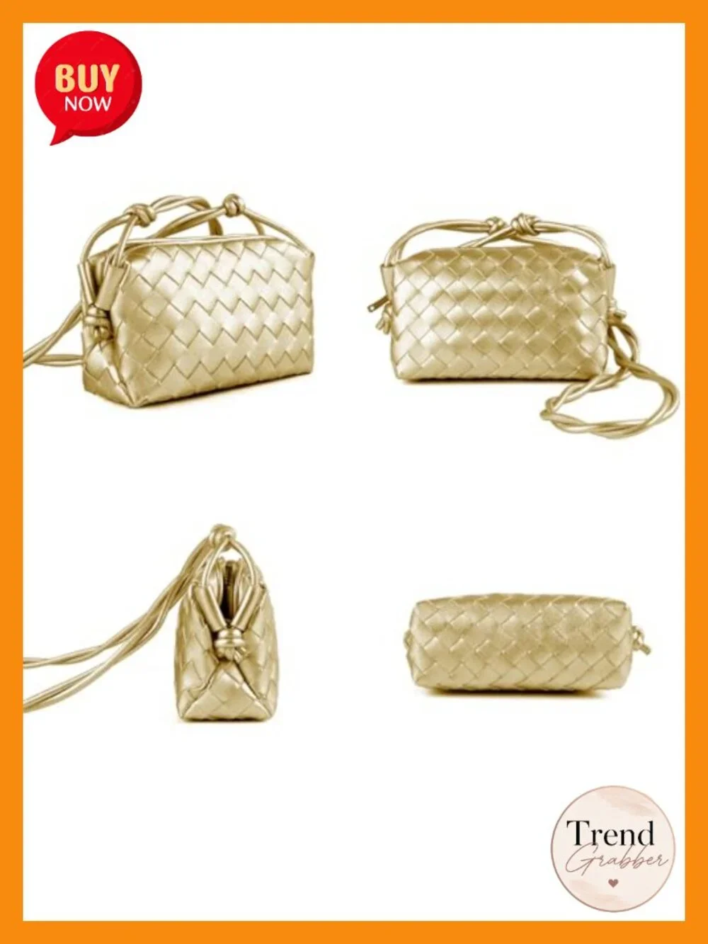 Small Woven Vegan Leather Crossbody Bag Purse Shoulderbag